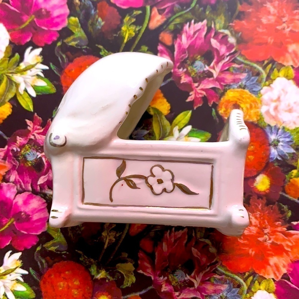 Made in Italy gold hand painted baby cradle decor